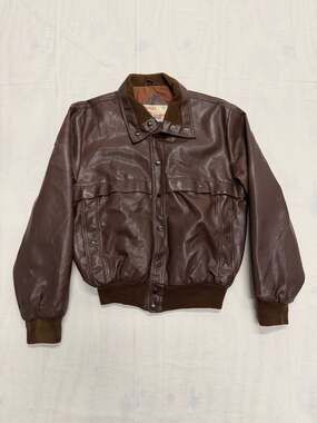 Vintage Van Cort All Weather Wear Faux Leather Bomber Jacket